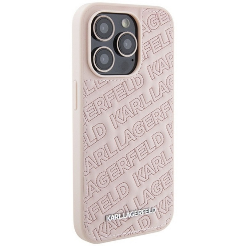 Оригинален кейс Karl Lagerfeld Quilted K Pattern, За iPhone 15 Pro Max (6.7), Розов