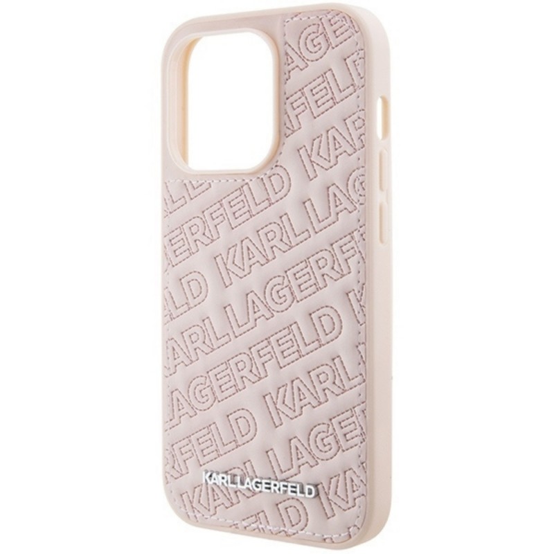 Оригинален кейс Karl Lagerfeld Quilted K Pattern, За iPhone 15 Pro Max (6.7), Розов