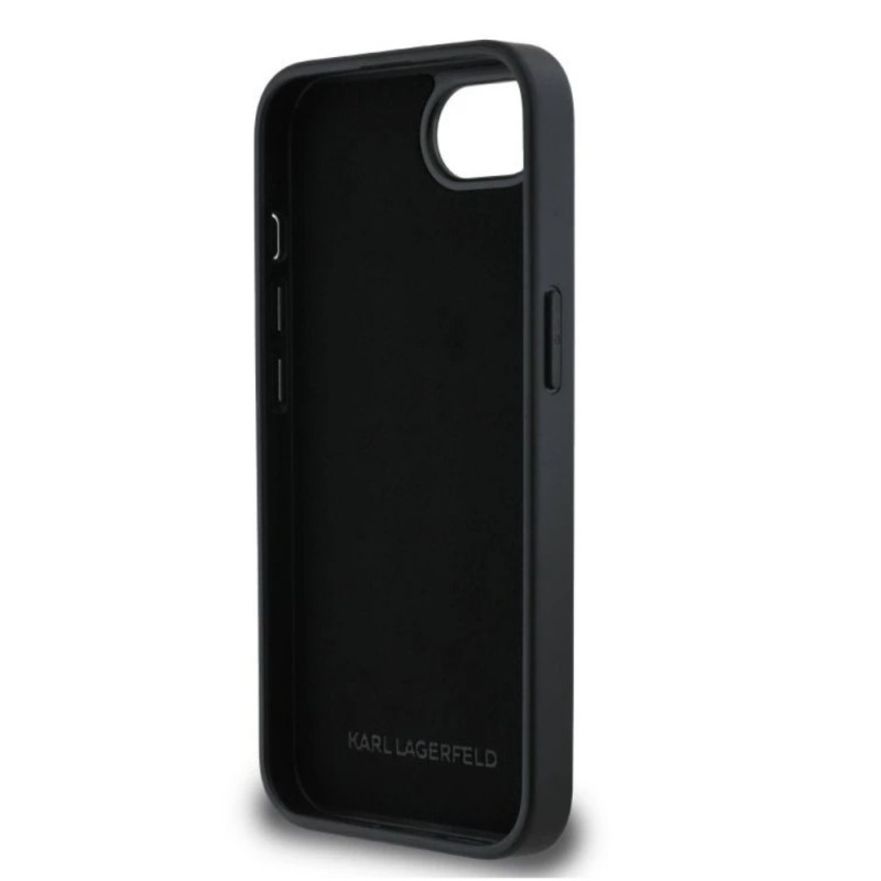 Оригинален кейс Karl Lagerfeld Saffiano Karl and Choupette, За iPhone 16e, Черен