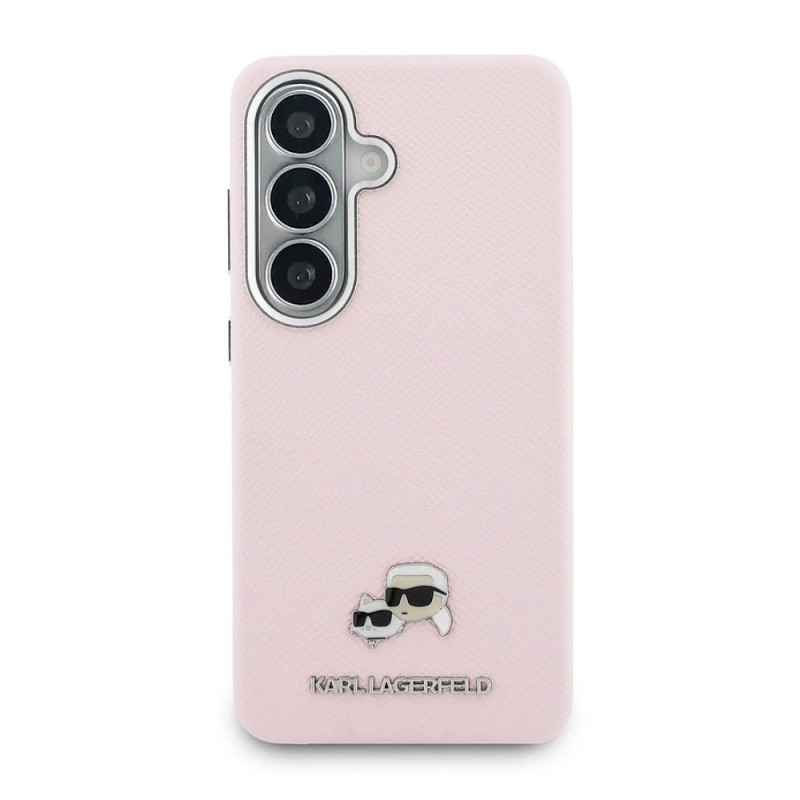Оригинален кейс Karl Lagerfeld Saffiano KC Metal Logo MagSafe, За Samsung Galaxy S26, Розов