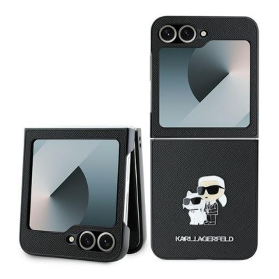 Оригинален кейс Karl Lagerfeld Saffiano Metal Pin, За Samsung Galaxy Z Flip6, Черен