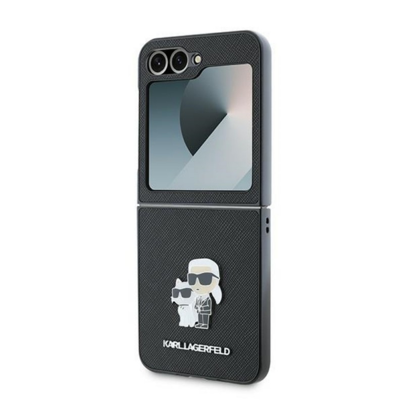 Оригинален кейс Karl Lagerfeld Saffiano Metal Pin, За Samsung Galaxy Z Flip6, Черен