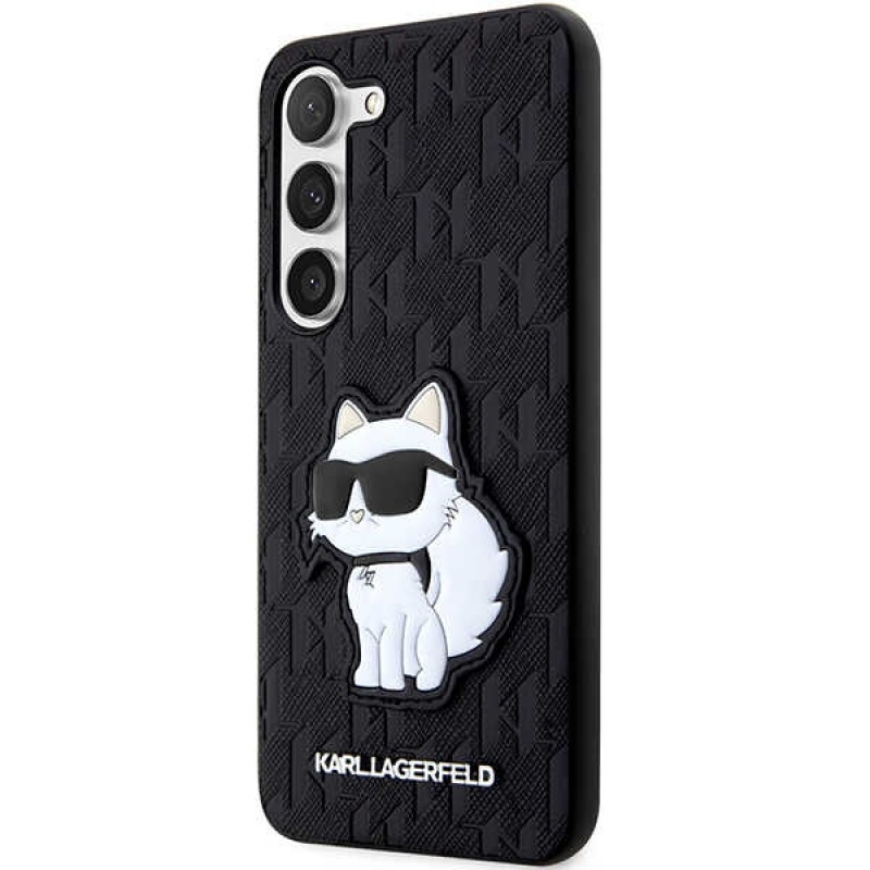 Оригинален кейс Karl Lagerfeld Saffiano Monogram Choupette, За Samsung Galaxy S23 Plus (S916B), Черен