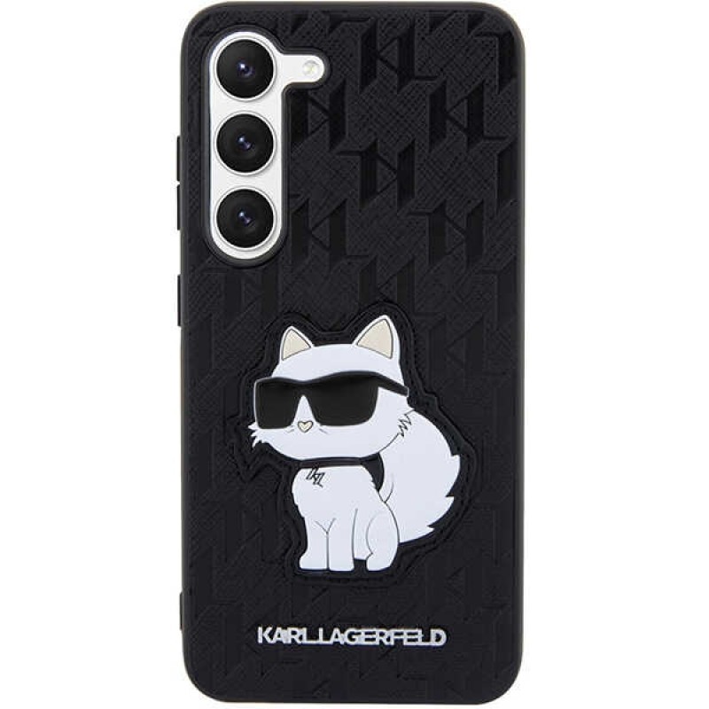 Оригинален кейс Karl Lagerfeld Saffiano Monogram Choupette, За Samsung Galaxy S23 Plus (S916B), Черен