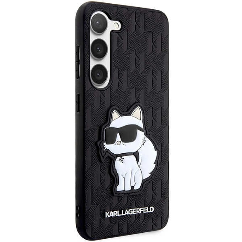 Оригинален кейс Karl Lagerfeld Saffiano Monogram Choupette, За Samsung Galaxy S23 Plus (S916B), Черен
