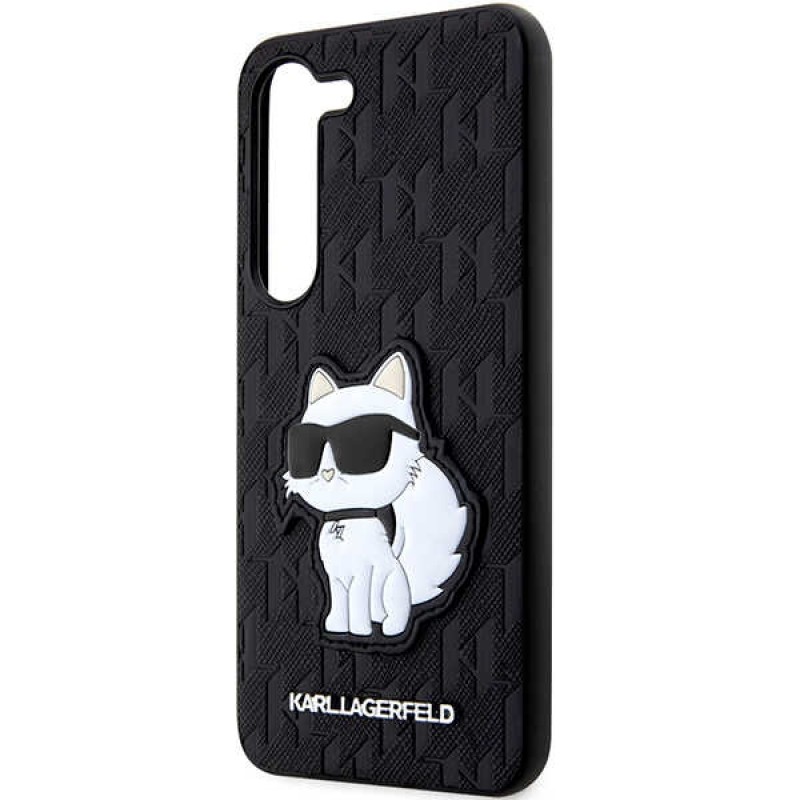 Оригинален кейс Karl Lagerfeld Saffiano Monogram Choupette, За Samsung Galaxy S23 Plus (S916B), Черен
