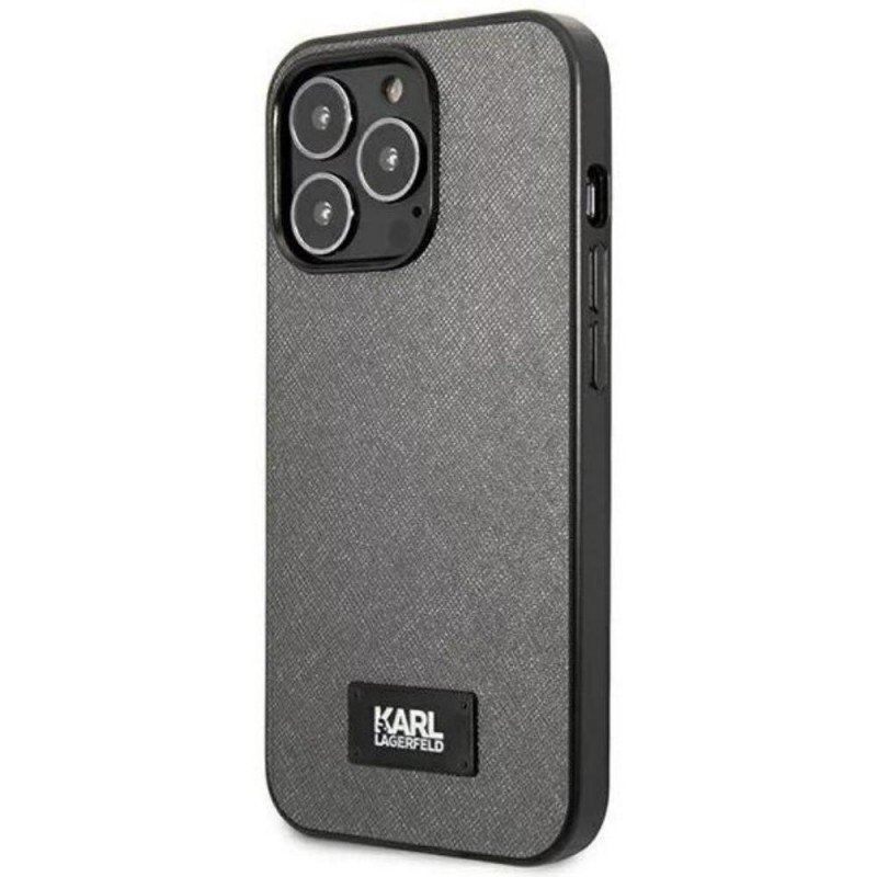Оригинален кейс Karl Lagerfeld Saffiano Plaque , За iPhone 13 Pro Max (6.7), Сив