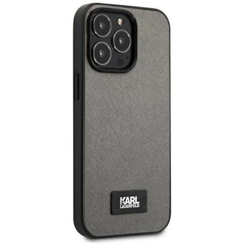 Оригинален кейс Karl Lagerfeld Saffiano Plaque , За iPhone 13 Pro Max (6.7), Сив