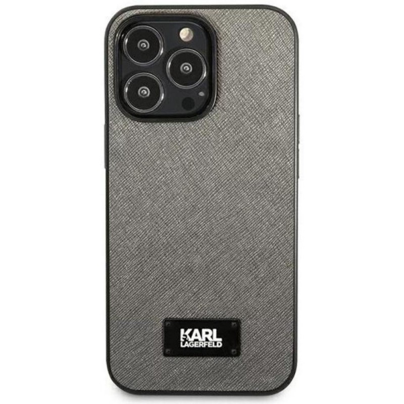 Оригинален кейс Karl Lagerfeld Saffiano Plaque , За iPhone 13 Pro Max (6.7), Сив