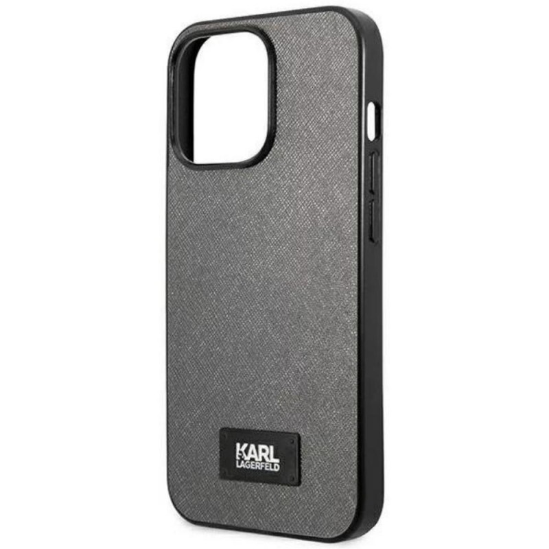 Оригинален кейс Karl Lagerfeld Saffiano Plaque , За iPhone 13 Pro Max (6.7), Сив