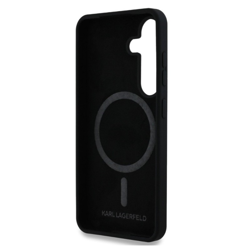 Оригинален кейс Karl Lagerfeld Silicone Double Heads And Circle MagSafe, За Samsung Galaxy S25, Черен