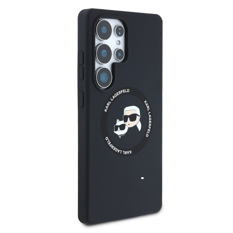 Оригинален кейс Karl Lagerfeld Silicone Double Heads And Circle MagSafe, За Samsung Galaxy S25 Ultra, Черен