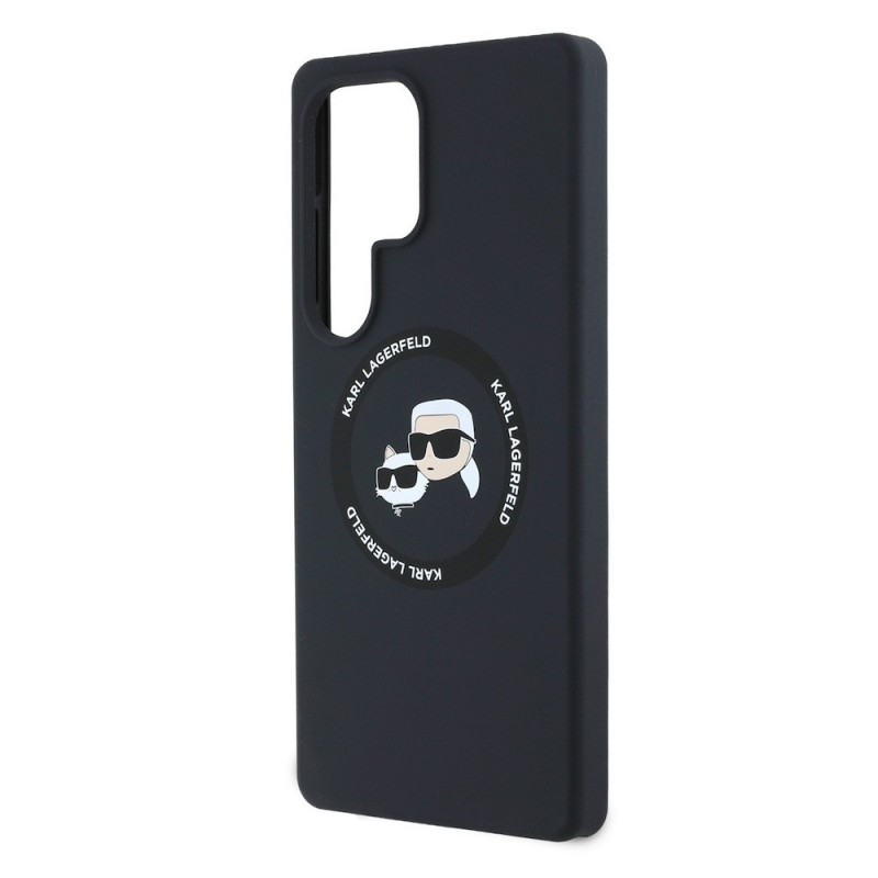 Оригинален кейс Karl Lagerfeld Silicone Double Heads And Circle MagSafe, За Samsung Galaxy S25 Ultra, Черен