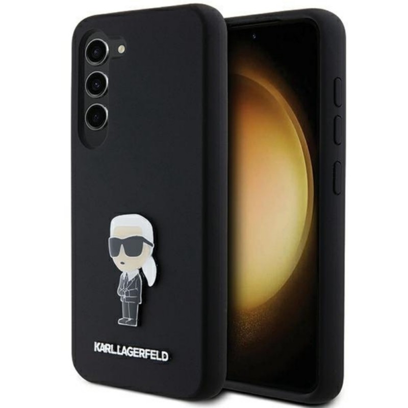 Оригинален кейс Karl Lagerfeld Silicone Ikonik Metal Pin, За Samsung Galaxy S24 (S921B), Черен