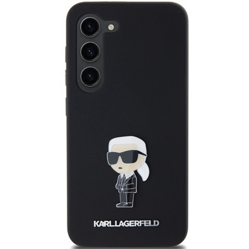Оригинален кейс Karl Lagerfeld Silicone Ikonik Metal Pin, За Samsung Galaxy S24 (S921B), Черен