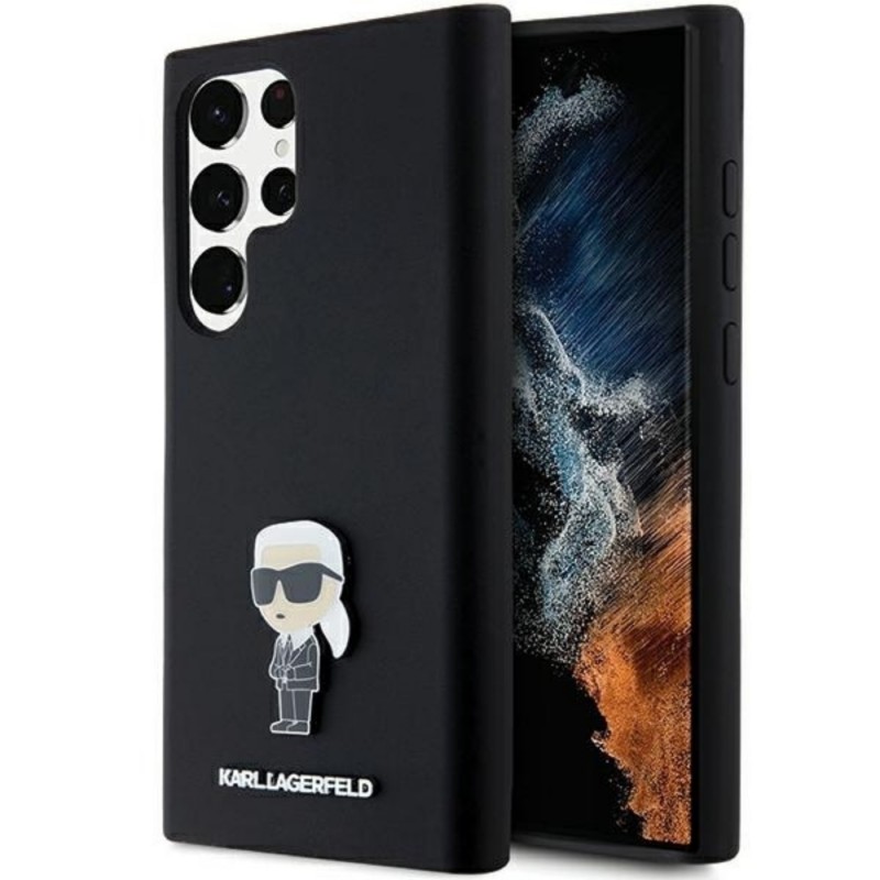 Оригинален кейс Karl Lagerfeld Silicone Ikonik Metal Pin, За Samsung Galaxy S24 Ultra (S928B), Черен