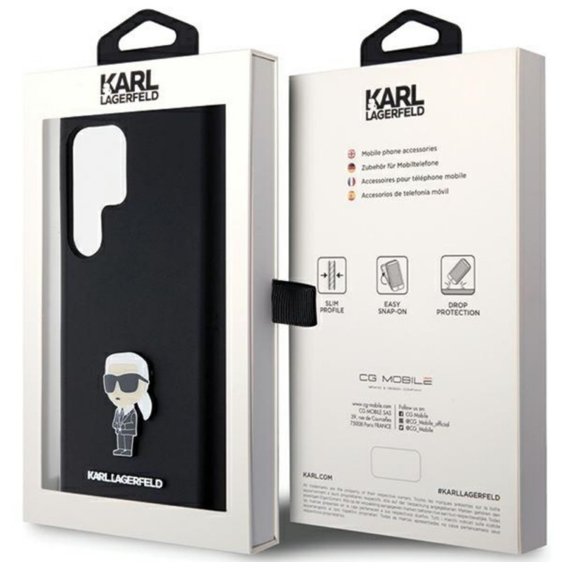 Оригинален кейс Karl Lagerfeld Silicone Ikonik Metal Pin, За Samsung Galaxy S24 Ultra (S928B), Черен
