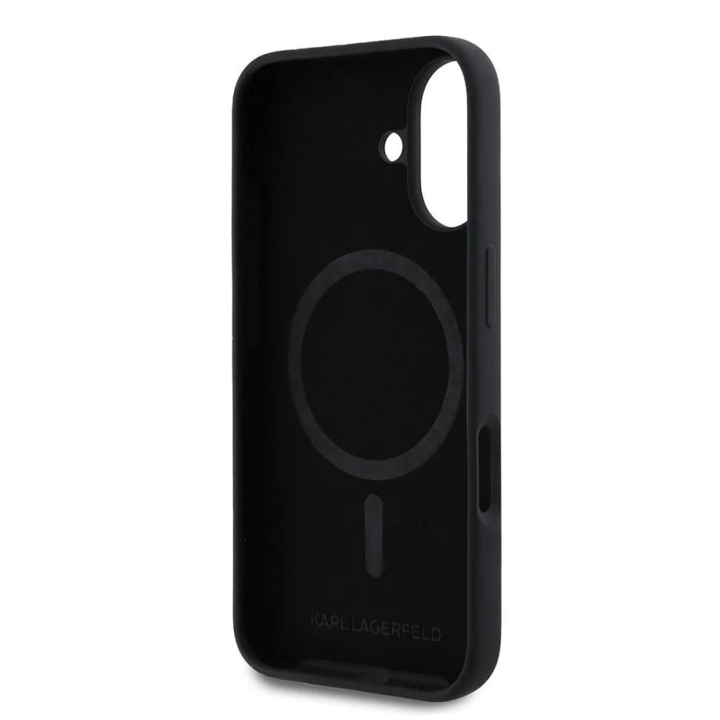 Оригинален кейс Karl Lagerfeld Silicone Karl and Choupette Heads MagSafe, За iPhone 16 (6.1), Черен