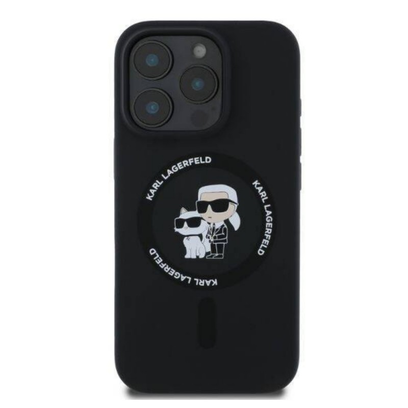 Оригинален кейс Karl Lagerfeld Silicone Karl and Choupette Heads MagSafe, За iPhone 16 Pro Max (6.9), Черен