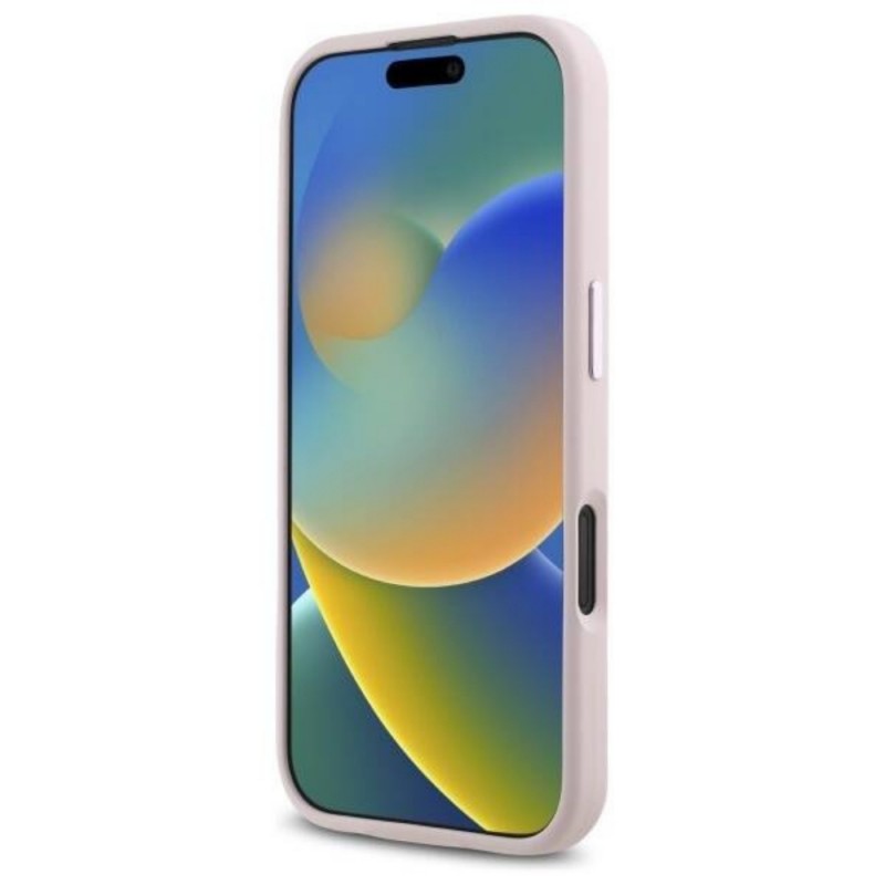 Оригинален кейс Karl Lagerfeld Silicone Shadow Metal Initial MagSafe, За iPhone 16 (6.1), Розов