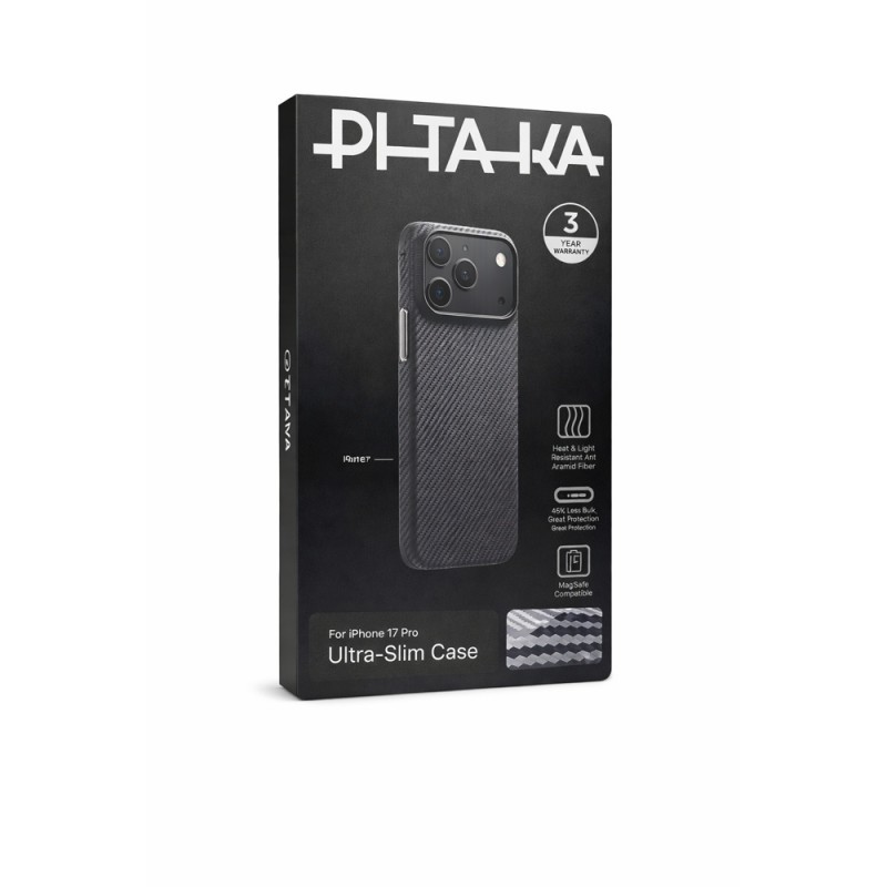 Оригинален кейс Pitaka Ultra-Slim, За iPhone 17 Pro (6.3), Черен