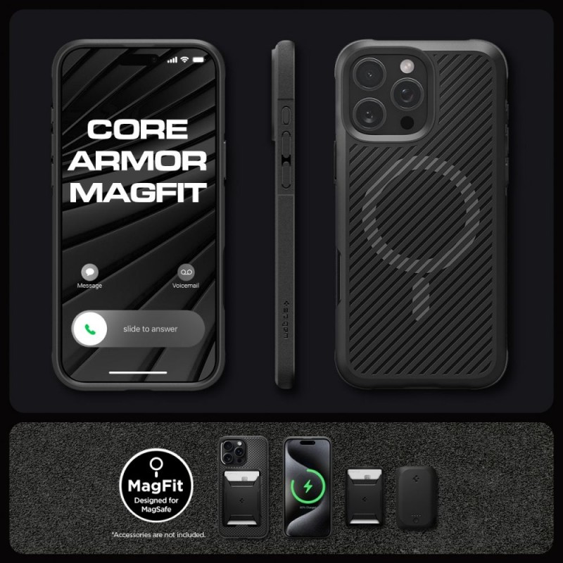 Кейс Spigen Core Armor Magsafe, За iPhone 16 (6.1), Черен