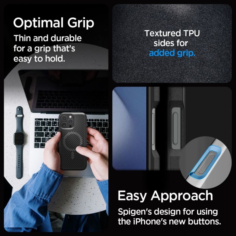 Кейс Spigen Core Armor Magsafe, За iPhone 16 (6.1), Черен