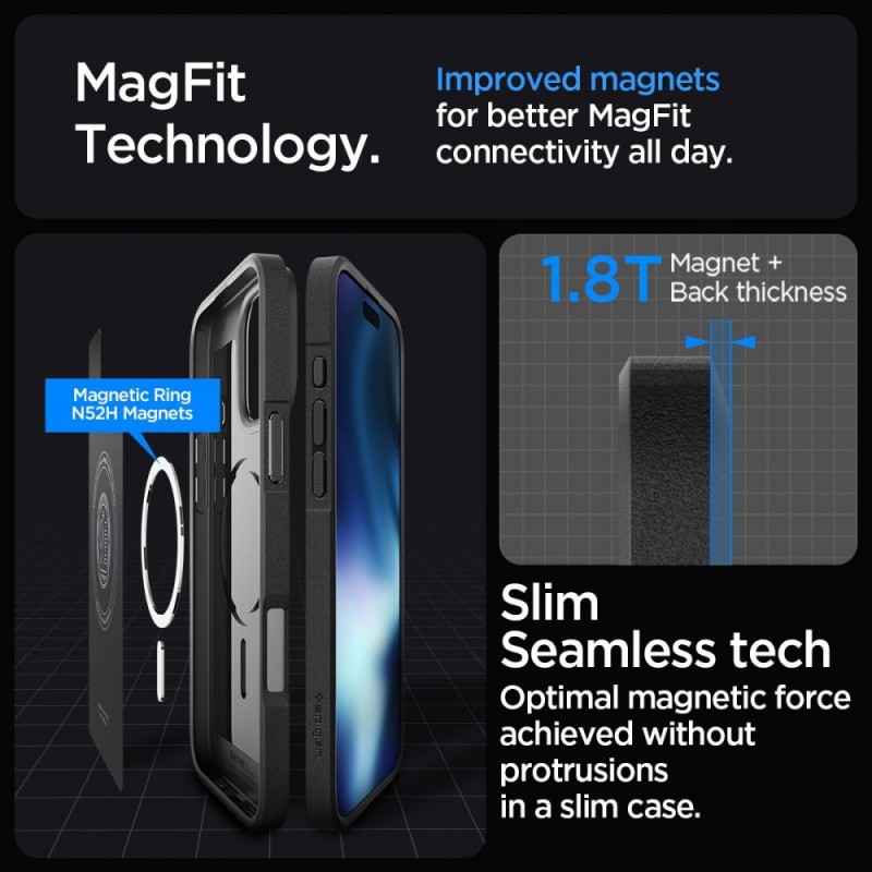Кейс Spigen Core Armor Magsafe, За iPhone 16 Pro Max (6.9), Черен