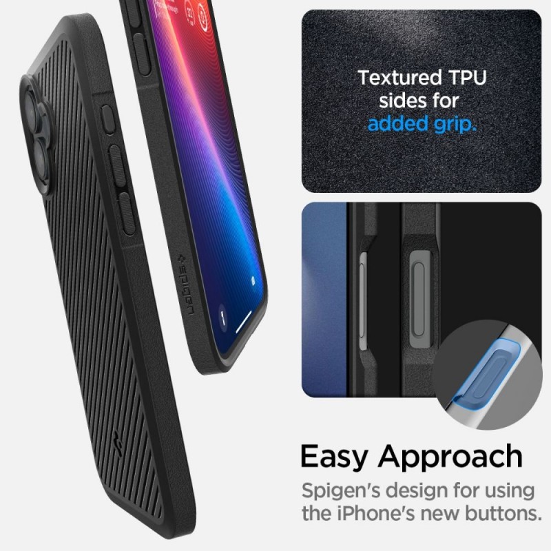 Кейс Spigen Core Armor matte, За iPhone 16 (6.1), Черен