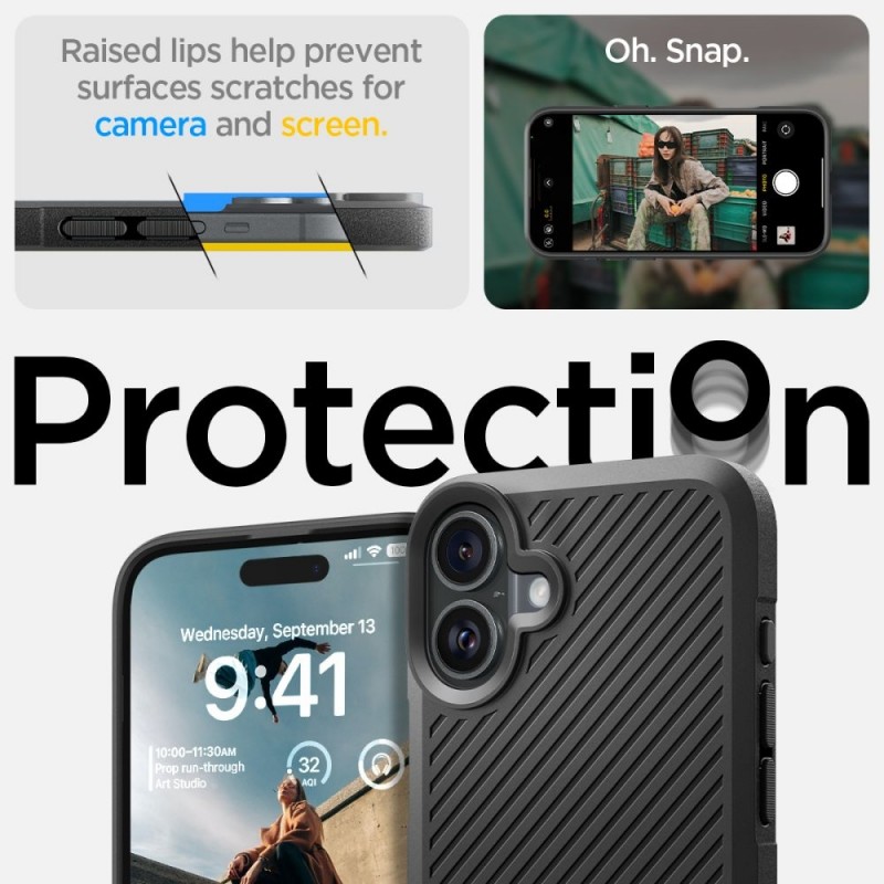 Кейс Spigen Core Armor matte, За iPhone 16 (6.1), Черен