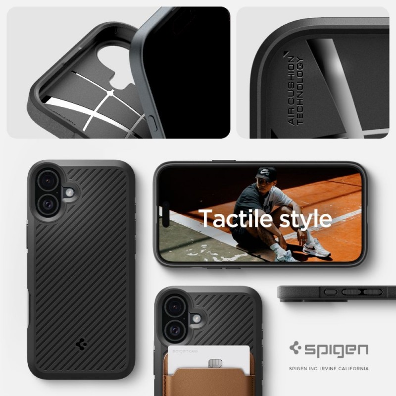 Кейс Spigen Core Armor matte, За iPhone 16 (6.1), Черен