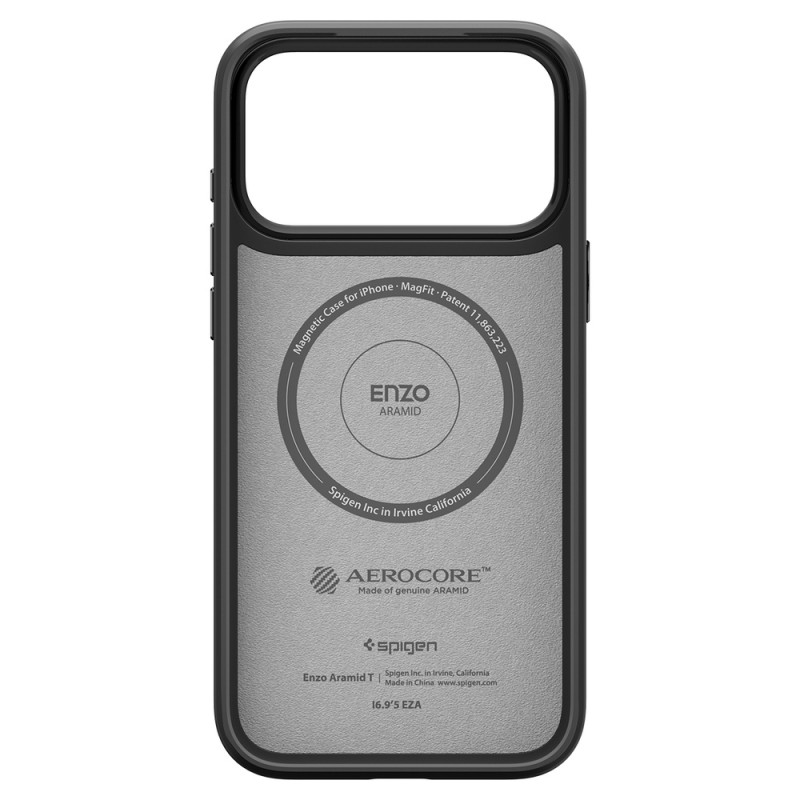 Оригинален кейс Spigen Enzo Aramid T, За iPhone 17 Pro Max (6.9), Черен