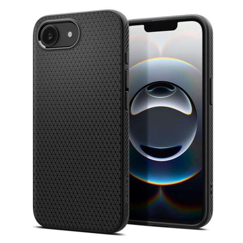 Оригинален кейс Spigen Liquid Air, За iPhone 16e, Черен