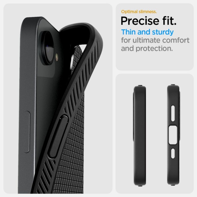 Оригинален кейс Spigen Liquid Air, За iPhone 16e, Черен