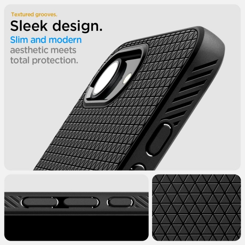 Оригинален кейс Spigen Liquid Air, За iPhone 16e, Черен