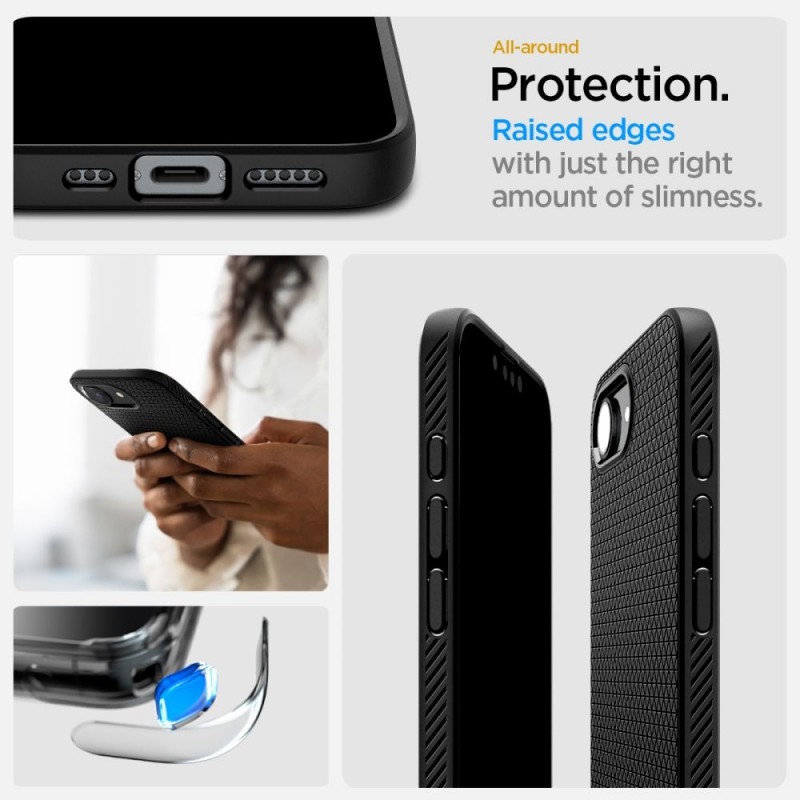 Оригинален кейс Spigen Liquid Air, За iPhone 16e, Черен