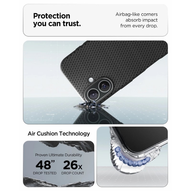 Оригинален кейс Spigen Liquid Air, За iPhone 17 (6.3), Черен