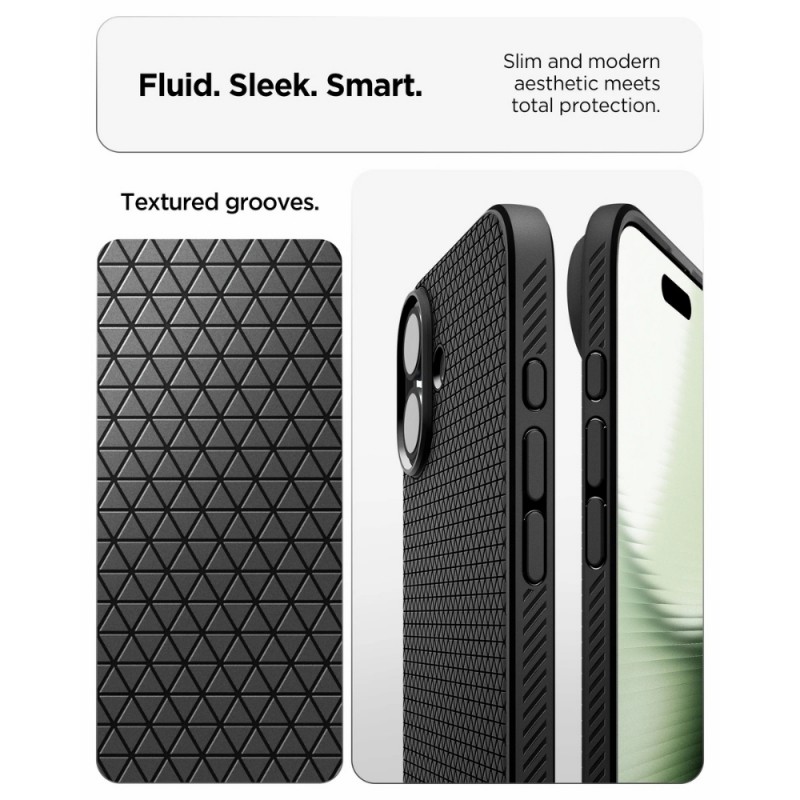 Оригинален кейс Spigen Liquid Air, За iPhone 17 (6.3), Черен