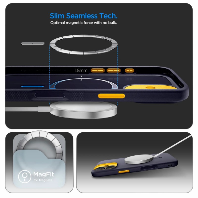 Оригинален кейс Spigen Nano Pop MagSafe, За iPhone 17 (6.3), Тъмносин