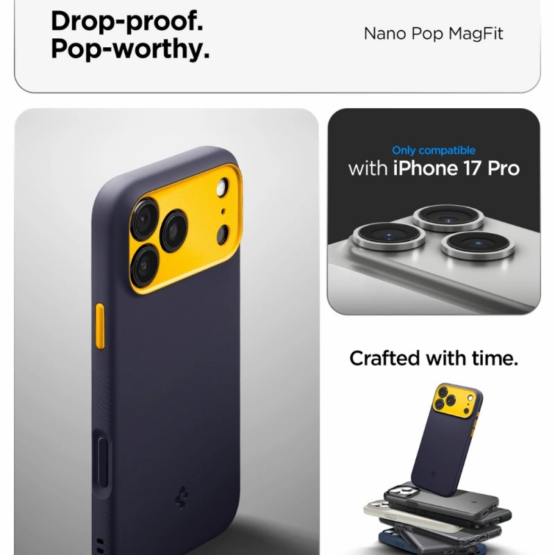 Оригинален кейс Spigen Nano Pop MagSafe, За iPhone 17 Pro (6.3), Тъмносин