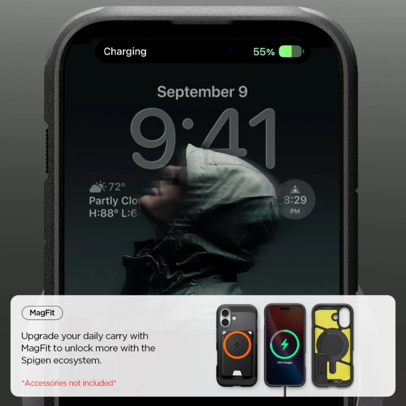 Оригинален кейс Spigen Tough Armor T Magsafe, За iPhone 17 (6.3), Черен