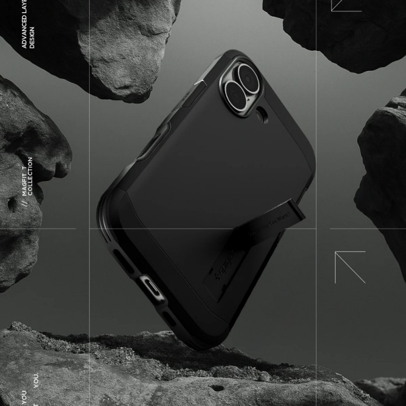 Оригинален кейс Spigen Tough Armor T Magsafe, За iPhone 17 (6.3), Черен