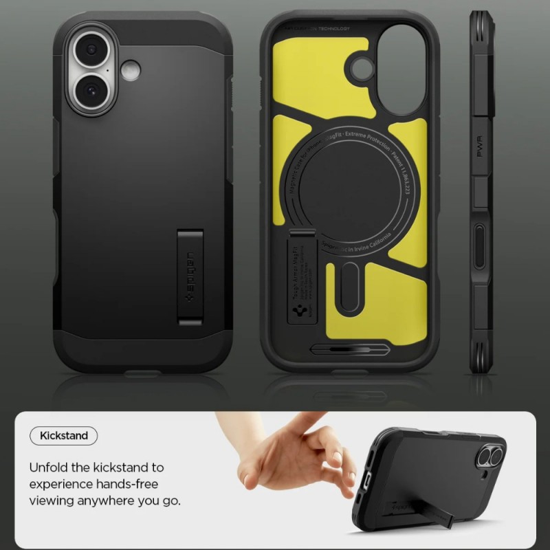 Оригинален кейс Spigen Tough Armor T Magsafe, За iPhone 17 (6.3), Черен