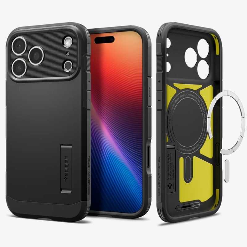 Оригинален кейс Spigen Tough Armor T Magsafe, За iPhone 17 Pro (6.3), Черен