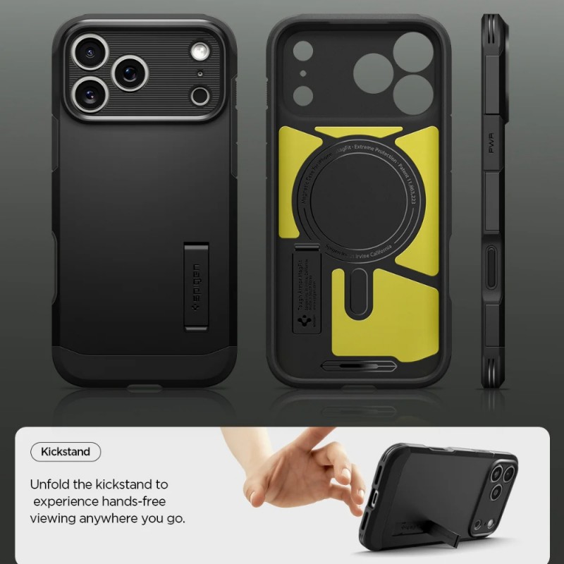 Оригинален кейс Spigen Tough Armor T Magsafe, За iPhone 17 Pro (6.3), Черен