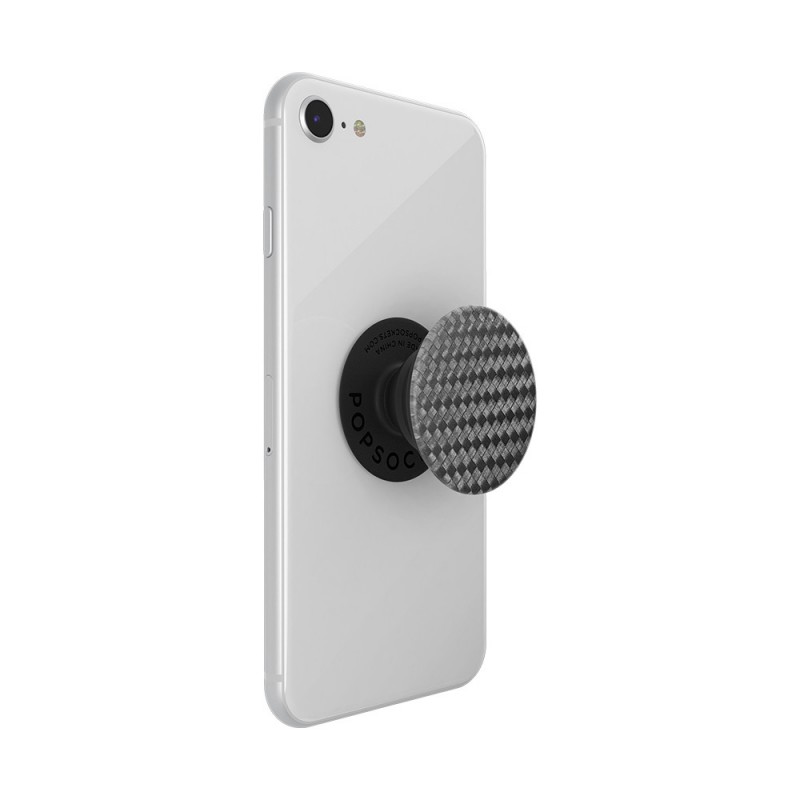 Оригинален попсокет PopSockets® PopGrip Premium Carbonite Weave, Сребрист