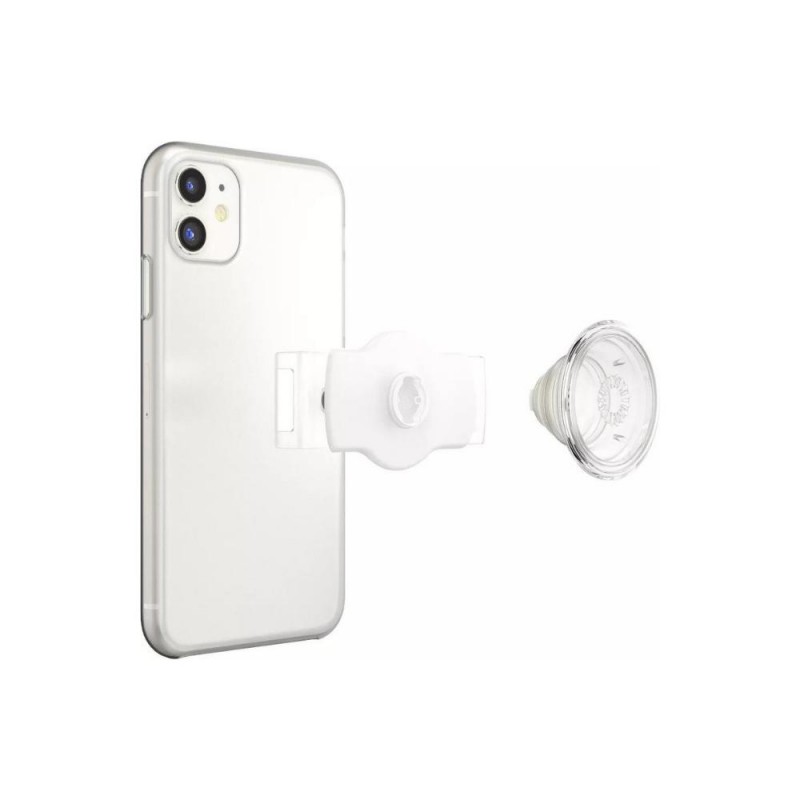 Оригинален попсокет PopSockets® PopGrip Slide Stretch, Бял/Прозрачен