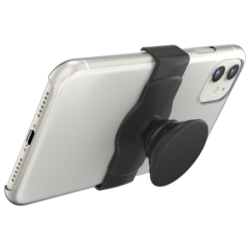 Оригинален попсокет PopSockets® PopGrip Slide Stretch, Черен