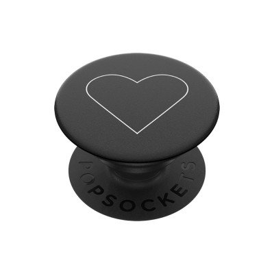 Оригинален попсокет PopSockets® PopGrip White Heart, Черен