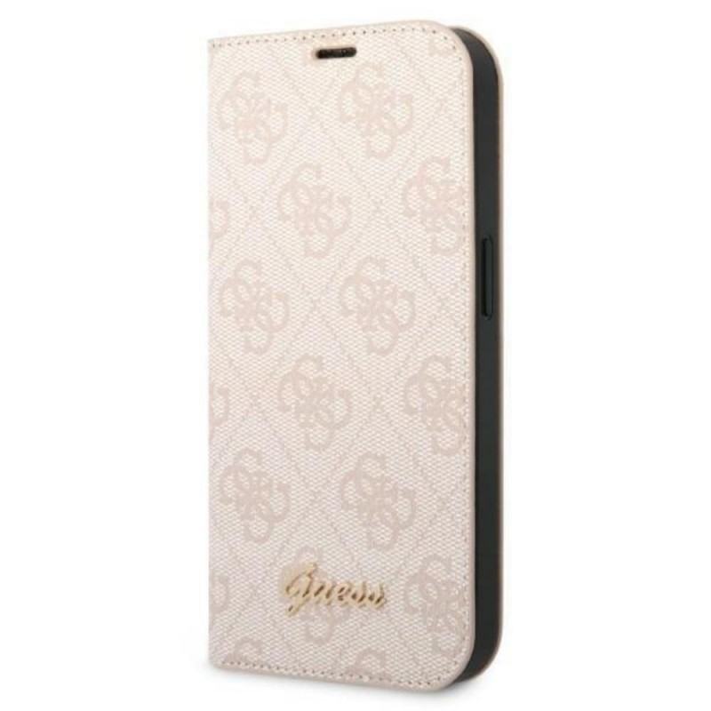 Оригинален тефтер Guess 4G Vintage Gold Logo, За iPhone 14 Pro Max (6.7), Розов